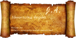 Jávorszky Árpád névjegykártya