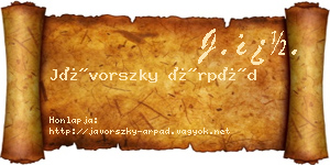 Jávorszky Árpád névjegykártya