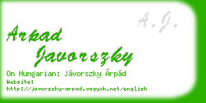 arpad javorszky business card